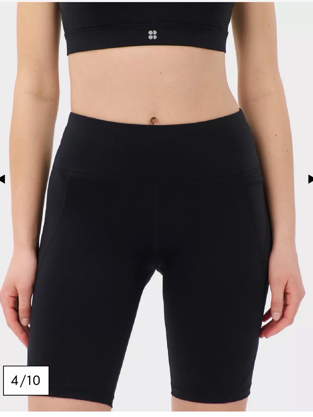 Sweaty Betty Power 9” Black High-Waist Bike Shorts With Front Pockets M